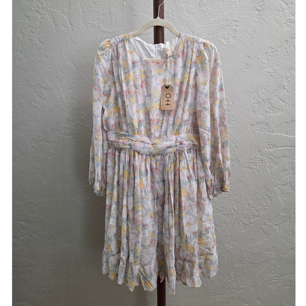 D159. Chiffon Floral Print Long Sleeve Dress‎
